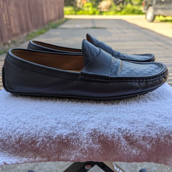 Men's Black Size 11 Gucci leather Driving shoes - Picture 1 of 5